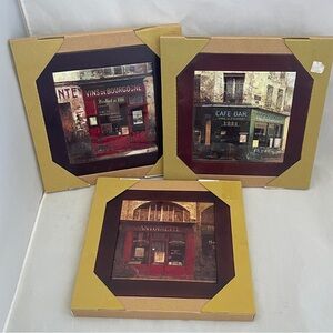 Set of three NWT ready to display streets of Paris trivets. 8” square